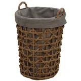 Korb-Outlet Großer Flechtkorb/Wäschekorb mit schönem Flechtmuster, Aufbewahrungskorb aus echtem Rattan, Tragekorb mit Inlett (Rund)