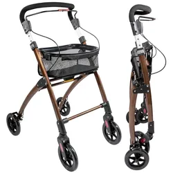Lösch Reha Rollator Casa Soft schmal für Wohnung & Innenbereich Braun