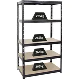 Proregal Schwerlastregal Tiger HxBxT 180 x 100 x 60 cm Fachlast 265 kg 5-Ebenen Schwarz