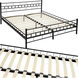 Tectake tectake® Metallbett, robustes Stahlgestell, bodenschonende Kunststoffkappen, 180 x 200 cm