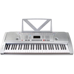 Kirstein Fun Keyboard 61 Tasten inkl. Netzteil und Notenhalter Silber