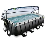 EXIT TOYS Black Leather Pool Set 400 x 200 x 100 cm inkl. Sandfilterpumpe und Abdeckung