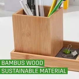 Sigel Schreibtisch-Organizer Eyestyle hellblau/dunkelgrau Bambus 2 Fächer 24,5 x 10,9 x 2,5 cm