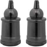 vidaXL Lampenfassungen 2 Stk. Glänzend Schwarz E27