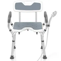 easyvibe Duschstuhl für Senioren mit Armlehnen und Rückenlehne Höhenverstellbar grau
