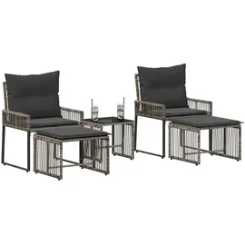 vidaXL Gartenlounge Set 11-tlg. Grau/Dunkelgrau