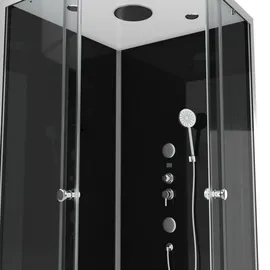 Marwell Komplettdusche Fertigdusche Black Square 90 x 90 x 215 cm – Dusche im komplett Set inkl. Duschwanne und Armatur- Eckdusche mit Eckeinstieg