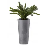 HowHomely Glatt Blumentopf Gross Hoch 57 cm mit Pflanzkübel Einsatz 30 cm Durchmesser - Grau Pflanzkübel Groß aus Kunststoff für Deko Wohnzimmer Garten oder Terrasse