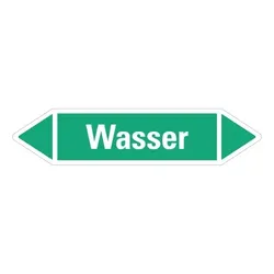 Aufkleber I RKZ-Etikett Wasser, grün/weiß, ab Ø 90mm, 440x100mm, 2/Bogen