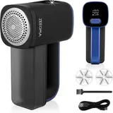 Zeegma Fusselrasierer Lintee 3 Betriebsmodi, 100-g-Behälter, 2 Sätze Ersatzklingen, Rasierer-Reinigungsbürste, Elegante Velourst... - Schwarz