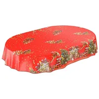 ANRO Wachstuchtischdecke Wachstuch Wachstischdecke Tischdecke Weihnachten Weihnachtsmann Rot Sterne