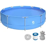 Avenli Frame Pool Set rund 360 x 76 cm blau inkl. Filterpumpe und Reparaturset