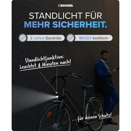 Büchel Tour 45 LUX Fahrradlampe vorne, LED Standlicht, Fahrrad Scheinwerfer, LED Fahrradlicht vorne, Schwarz