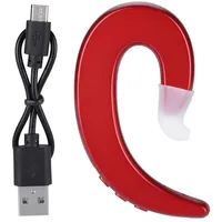 Garsent Drahtlos Kopfhörer mit Ohrbügel, 2,4 GHz Wireless Ohrbügel Headset Freisprecheinrichtung mit Mikrofon Drahtloser Bluetooth Kopfhörer für Sport,Jogging,Laufen(rot)
