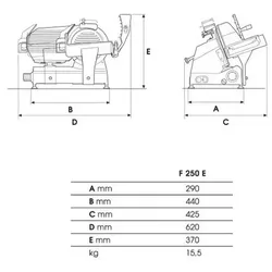 Fac - Allesschneider Elektrischer Schwerkraftvorschub CE-Haushaltsmodell F 250 E mit festem Spitzer