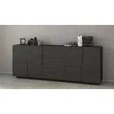 Dmora Kommode Yoel Wohnzimmer-Buffet 220 x 44 x 86 cm ANTHRAZIT