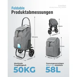 HOMECALL Einkaufswagen 4-in-1 grau