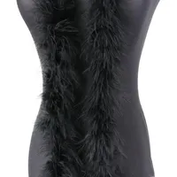 2m 8cm Federboa Truthahnfedern Boa,Flauschige Plüsch-Feder Boa Federstola Federschal Federgirlande für Weihnachtsbaum Hochzeit Basteln Burlesque Karneval Party 20er Jahre Kostüm Deko,ca. 15g Schwarz