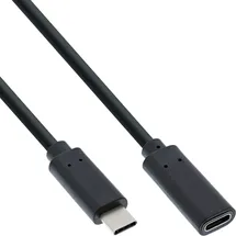 InLine USB 3.2 Gen.2x2 Kabel, USB-C Verlängerung ST/BU, schwarz, 1m