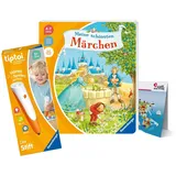 Ravensburger tiptoi Set: Meine schönsten Märchen (Kinderbuch) + 00110 tiptoi Der Stift + Kinder-Weltkarte, Lernspielzeug für Kinder