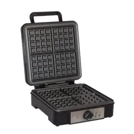 MPM MGO-36M - Waffeleisen - mit viereckigen Platten für 4 Waffeln nach belgischer Art - Dicke Waffeln - Doppelt - mit Antihaftbeschichtung und Thermostat - 1200 W - Groß - Elektrisch - Silber