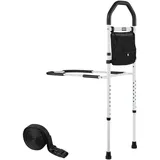 Vevor Aufstehhilfe Bett, Haltegriffe mit Stützbein & PU-Handlauf, 732–992mm höhenverstellbarer Gehstock aus Karbonstahlrohr, Bett Einstiegshilfe für Kingsize-, Queensize-, Full- & Twin-Betten