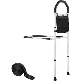 Vevor Aufstehhilfe Bett, Haltegriffe mit Stützbein & PU-Handlauf, 732–992mm höhenverstellbarer Gehstock aus Karbonstahlrohr, Bett Einstiegshilfe für Kingsize-, Queensize-, Full- & Twin-Betten