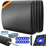 Kesser KESSER® Pool Solarabdeckplane Solarfolie Stärke 120μm Solarabdeckung Solarplane zuschneidbar Poolsolarplane Solar Folie inkl. 1x Lochzange & 12x Ösen Poolheizung für Wassererwärmung Wärmeplane