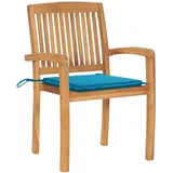vidaXL Gartenstuhl 60 x 57,5 x 90 cm teak/blau 2 St. inkl. Kissen 3063256