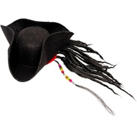 Deiters Hut Pirat mit Haaren schwarz one size