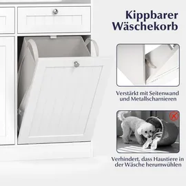 Costway Kippbarer Wäscheschrank Badezimmerschrank 79 x 80 x 40 cm Weiß