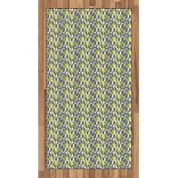 Teppich Flachgewebe Deko-Teppiche für das Wohn-,Schlaf-, und Essenszimmer, Abakuhaus, rechteckig, Abstrakt 60s Psychedelische Kreise gelb|grün 80 cm x 150 cm