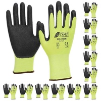 Nitras Nitril-Handschuhe NITRAS 3515 Neon Strickhandschuh mit Nitrilbeschichtung - 12 Paar (Spar-Set) grün|schwarz 12