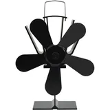 vidaXL Ofenventilator W?rmebetrieben 5 Bl?tter Schwarz - Schwarz