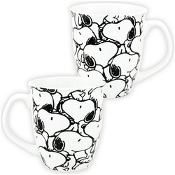 United Labels® Tasse The Peanuts Tasse – Snoopys Allover Kaffeetasse Weiß Keramik 280 ml, Keramik bunt