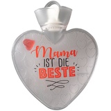 Hugo Frosch Wärmflasche Herz 1,0 l transparent mit Druck "Mama ist die Beste" und Herzeinlage