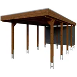 SKANHOLZ Skan Holz Carport Friesland Hybrid 314 cm x 708 cm Nussbaum