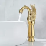 Becken Wasserhahn Schwan Wasserhahn Vergoldet/schwarz plattiert Becken Wasserhahn Hotel Luxus Goldmischer Wasserhahn-Gold