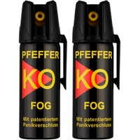 KO Pfefferspray Jet | Fog Verteidigungsspray | Abwehrspray Hundeabwehr | zur Selbstverteidigung | Sparset | Made in Germany (Fog 50 ML 2 STK)