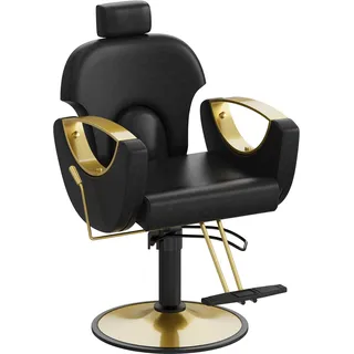 Anunweldo Friseurstuhl, Hydraulisch kippbarer Friseurstuhl, 360-Grad-Drehung, Frisörstuhl für Schönheitssalon Friseursalon (Schwarz)