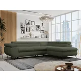 MKS Meble Ecksofa Sofa Grün, Wohnlandschaft L-Form mit Schlaffunktion und Bettkasten, Schlafsofa mit Bettkasten, Sofa mit Einstellbare Kopfstützen, Peter L... - Grün