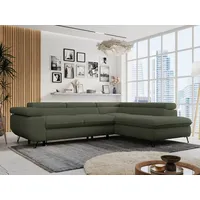 MKS Meble Ecksofa Sofa Grün, Wohnlandschaft L-Form mit Schlaffunktion und Bettkasten, Schlafsofa mit Bettkasten, Sofa mit Einstellbare Kopfstützen, Peter L... - Grün