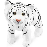 Brubaker Tiger Kuscheltier - 30 cm Stofftier - Baby Plüschtier Raubkatze Stehend - Kinder Plüsch Spielzeug Weiß