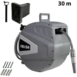 HELO24 Schlauchtrommel Wasserschlauchtrommel Wasser Schlauch Automatik 30m grau