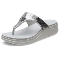 Crocs Damen Boca Wedge Flip Flops Plateau Sandalen, Pearl White/Silver, 45 EU - 42.5 EU