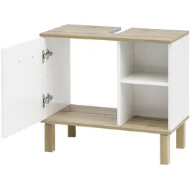 Schildmeyer Waschbeckenunterschrank Padua 142176 weiß glanz, eiche landhaus 65,2 x 35,0 x 60,1 cm