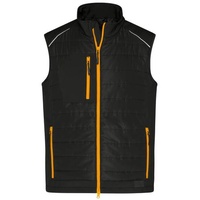 Men's Hybrid Vest Softshellweste im attraktiven Materialmix schwarz/orange/neon, Gr. XL