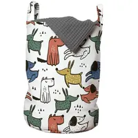 ABAKUHAUS Hunde Wäschesack, Pastell Lustige Welpen Kunst, Wäschekorb mit