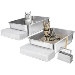 VEVOR 2er-Set Katzentoilette Katzenklo Katzen WC mit Filterfußteil 60x40x15cm