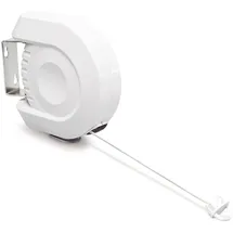 Relaxdays Wäscheleine ausziehbar automatisches Rollsystem 12 m Trockenlänge Kunststoff Metallarm, weiß